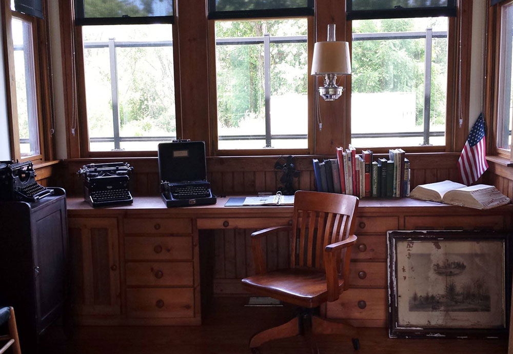 staged antique desk in harbor country museum